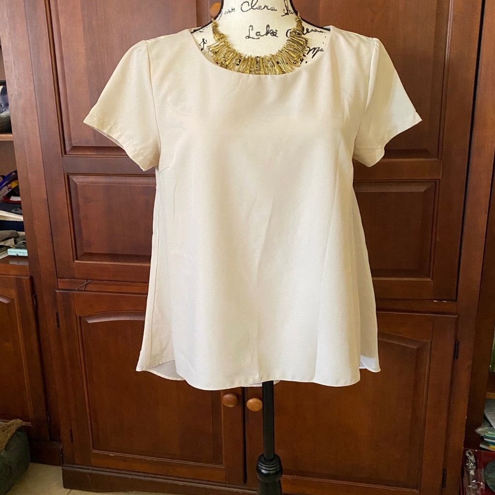 Umgee Top Womens Cream Tunic/Blouse Sheer Ivory Size Large